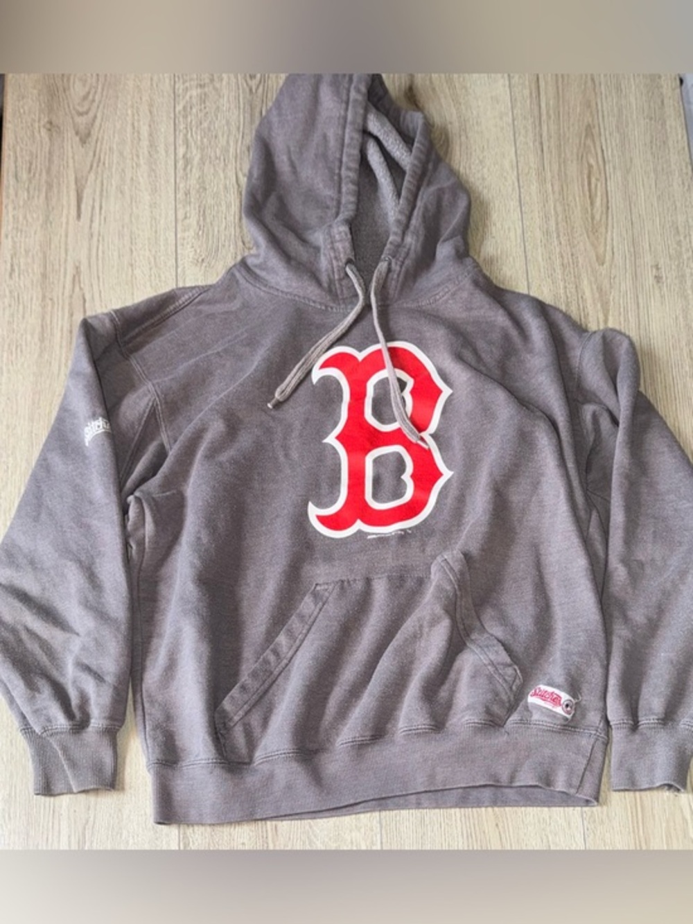 Boston Red Sox stitches grey red hoodie sweatshirt hooded sweater